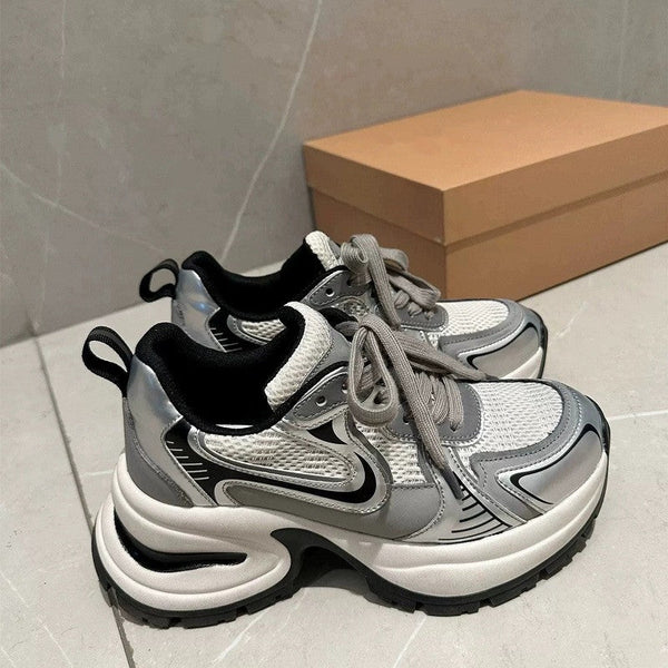 Kadınlar için Baba Bahar Retro Kızartılmış Sokak Yükseltilmiş Spor Ayakkabılar