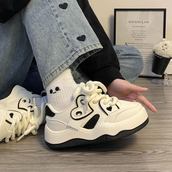 Kadınların Dopamin Aşkı Beyaz Sonbahar Klasik Tarz Sneaker'ları