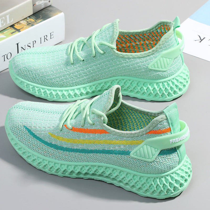 Kadınlar için Delikli Ağ Yaz Düz Bağcıklı Parmak Sneakers