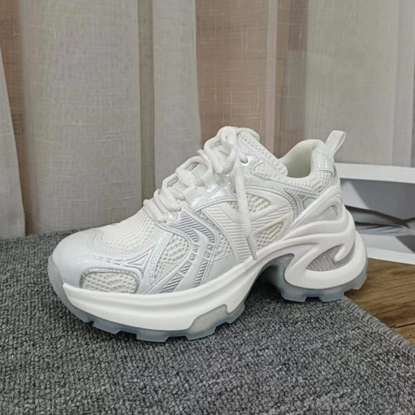 Kadın Sier Platform Baba Retro Kızarmış Sokak Sneaker'ları
