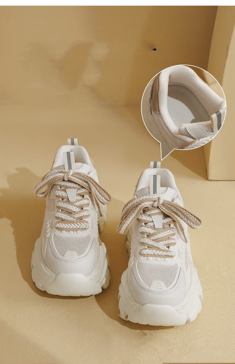 Kadın Platform Dad Yaz Mesh Nefes Alabilir Beyaz Spor Sneaker
