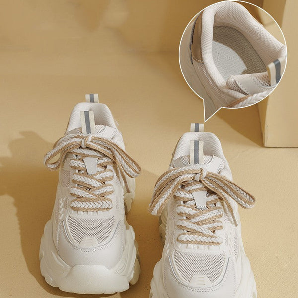 Kadın Platform Dad Yaz Mesh Nefes Alabilir Beyaz Spor Sneaker