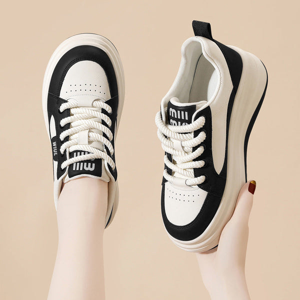 Kadınlar için Beyaz Baba Bahar Düz Platform Spor Sneaker