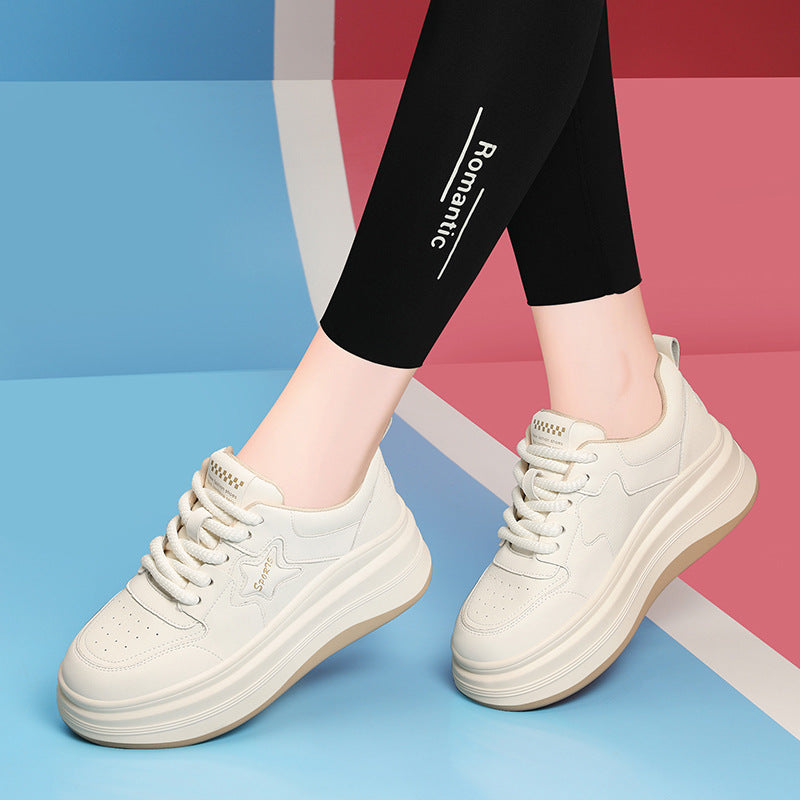 Kadınlar için Beyaz Baba Bahar Düz Platform Spor Sneaker