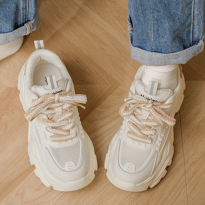 Kadın Platform Dad Yaz Mesh Nefes Alabilir Beyaz Spor Sneaker