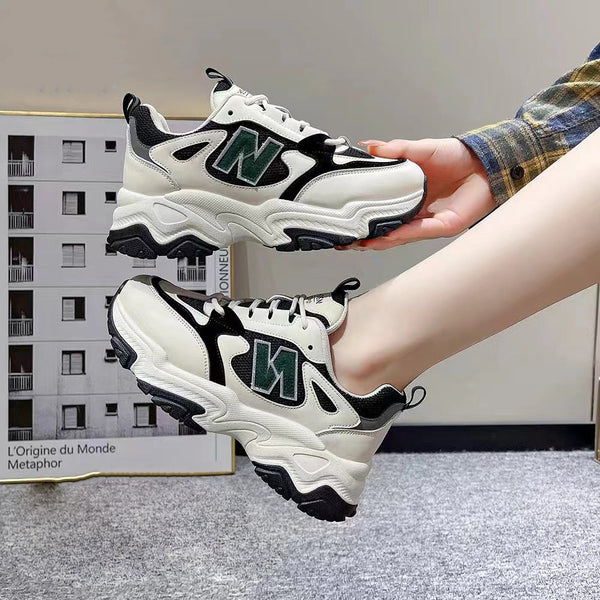 Kadınlar için Baba Sonbahar Kalın Taban Çift Ağ Sneaker