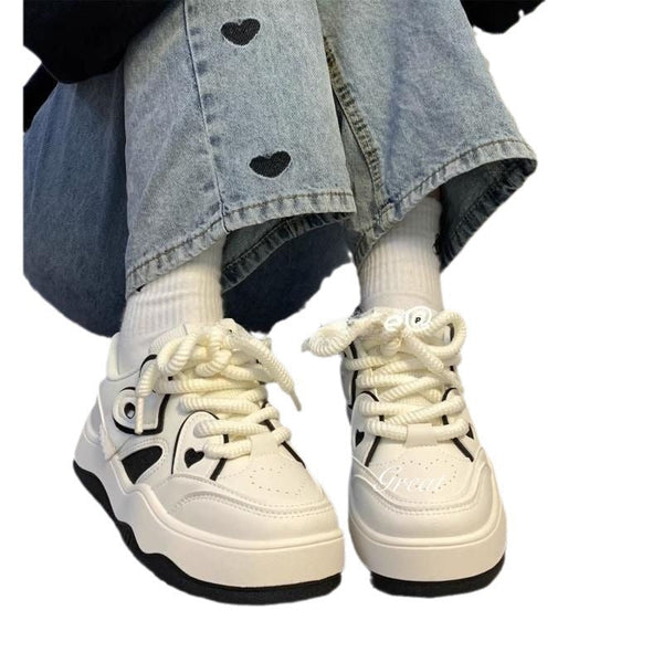 Kadınların Dopamin Aşkı Beyaz Sonbahar Klasik Tarz Sneaker'ları