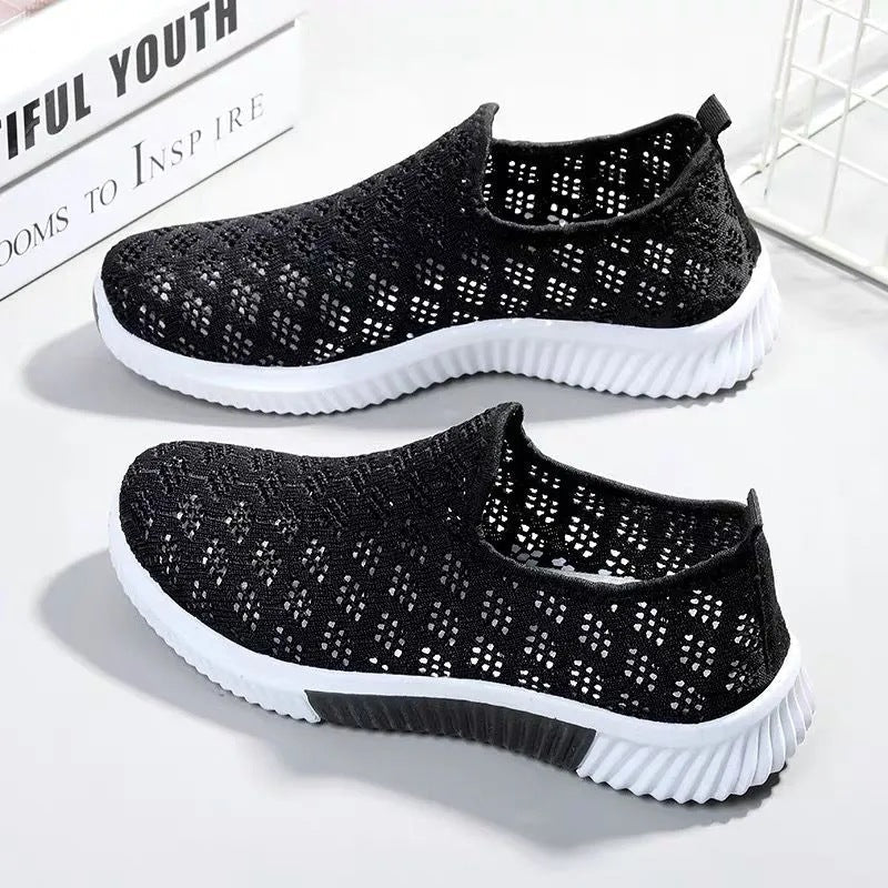 Kadınlar için Delikli Ağ Yaz Düz Bağcıklı Parmak Sneakers