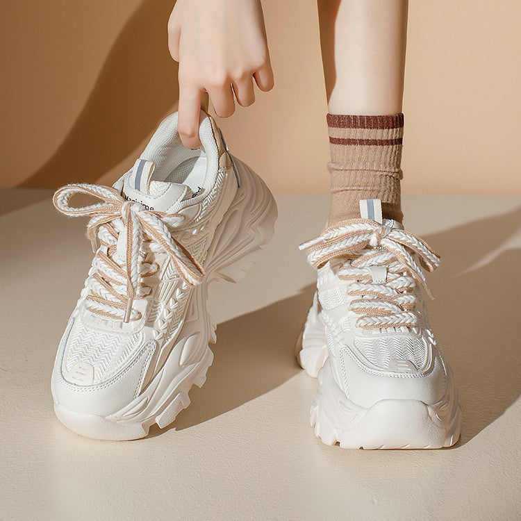 Kadın Platform Dad Yaz Mesh Nefes Alabilir Beyaz Spor Sneaker