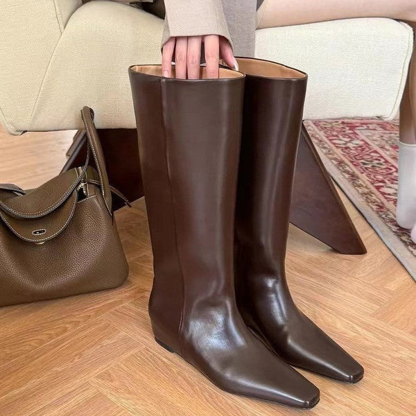 Artan İç Taban Wedge Retro Sivri Burun Skinny Niş Botlar