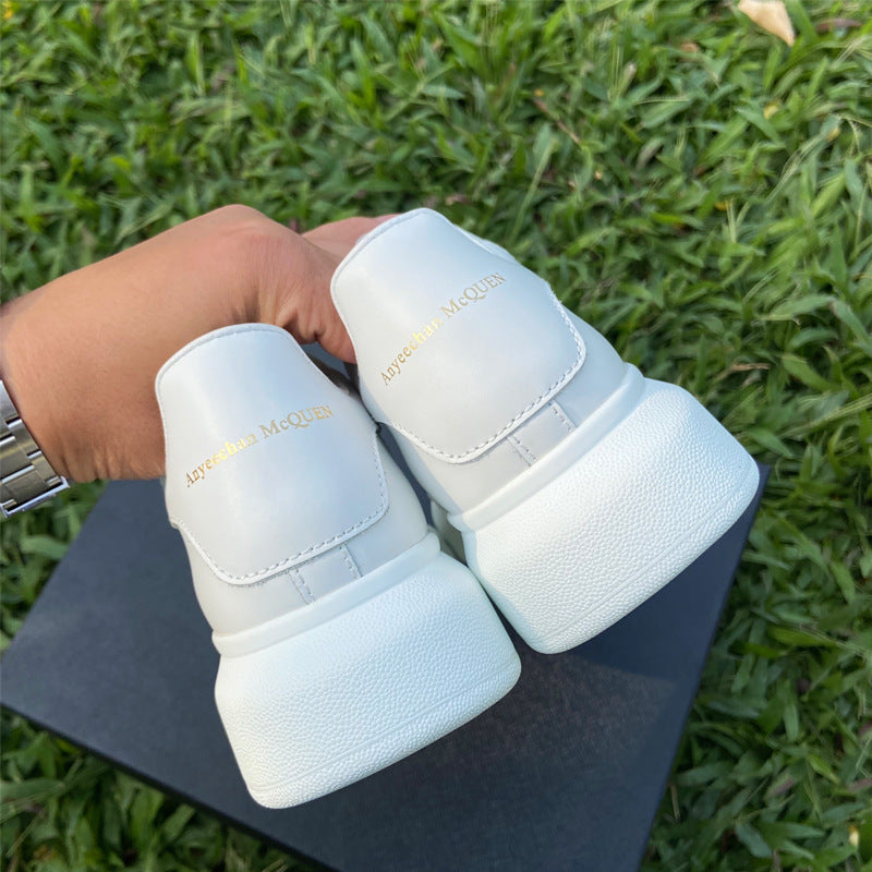 Kadınlar için Tam Deri Beyaz Platform Spor Tahtası Sneakerlar