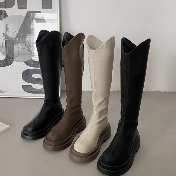 Bacak Fleece Astarlı Küçük Diz Altı Topuklu Ayakkabılar