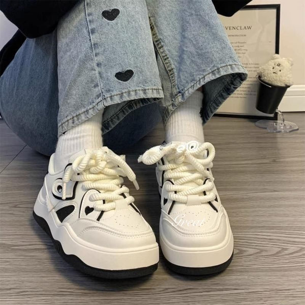 Kadınların Dopamin Aşkı Beyaz Sonbahar Klasik Tarz Sneaker'ları