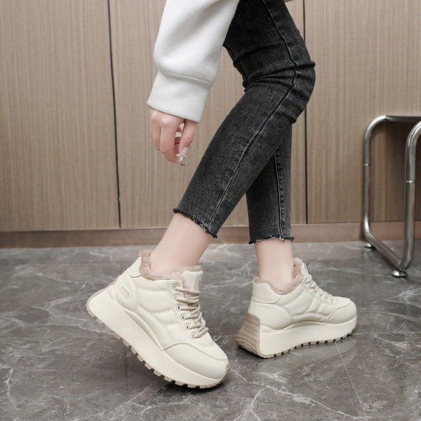 Kış Platform Pamuk Polar Astarlı Sıcak Yüksek Artırıcı Sneakerlar