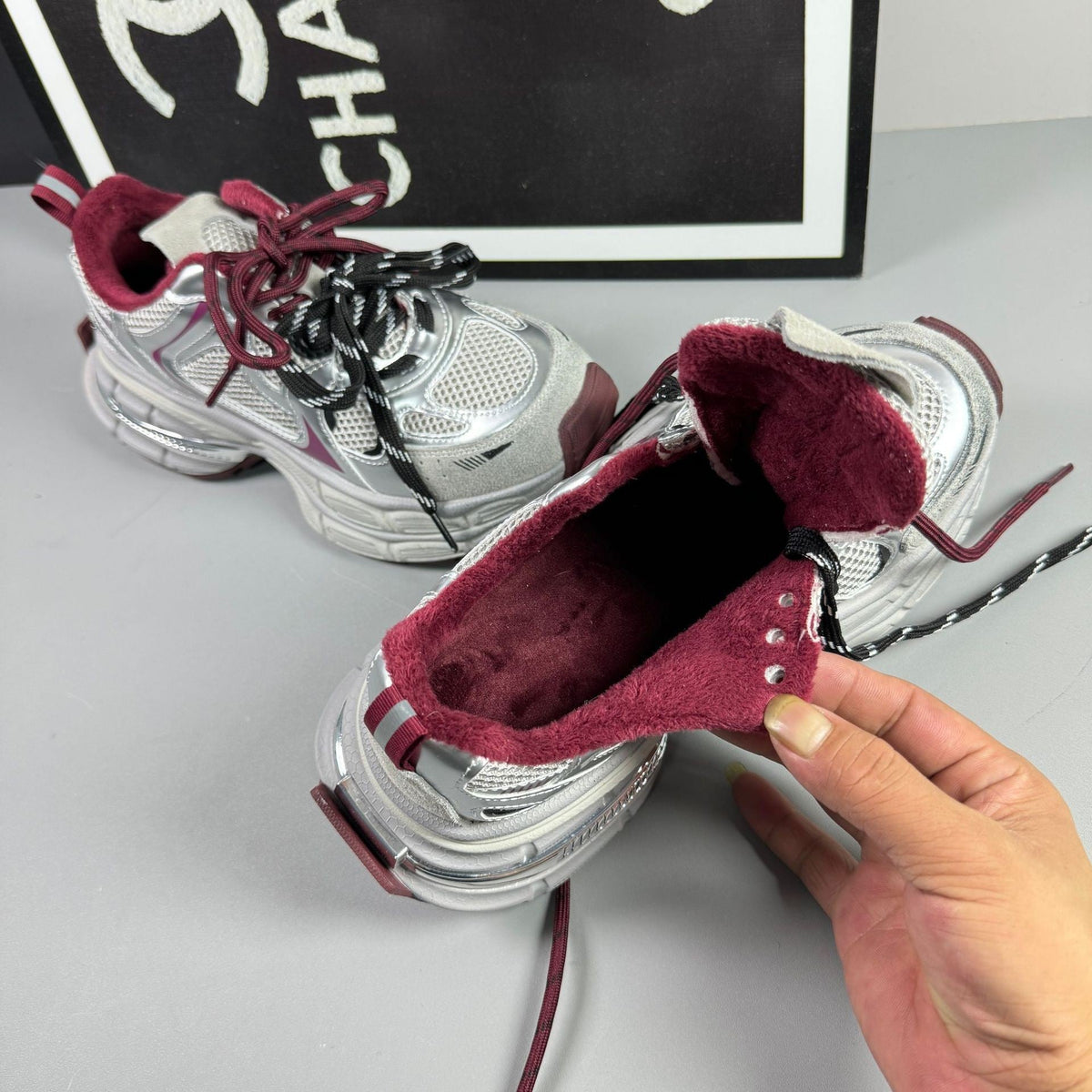 Gerçek Platform Yüksekliği Artıran Skinny Angora Spor Ayakkabıları