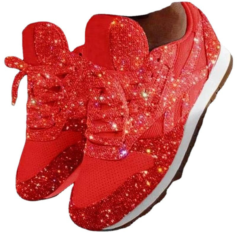 Kadın Muffin Payetli Nefes Alabilir Rhinestone Platform Ekstra Spor Ayakkabılar