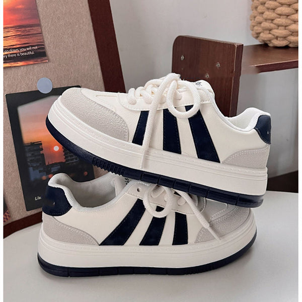 Kadın Ulusal Moda Çizgili Platform Kore Moda Sneaker'ları