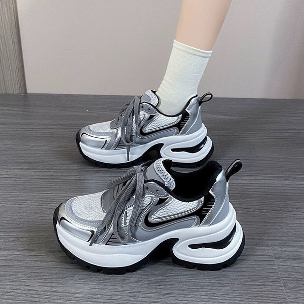 Kadınlar için Baba Bahar Retro Kızartılmış Sokak Yükseltilmiş Spor Ayakkabılar