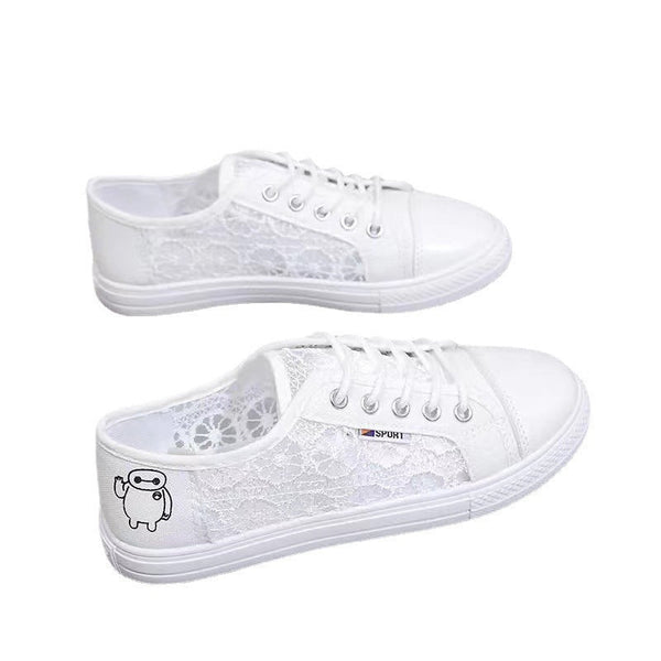 Kadınlar için Delikli Ağ Yaz Düz Bağcıklı Parmak Sneakers