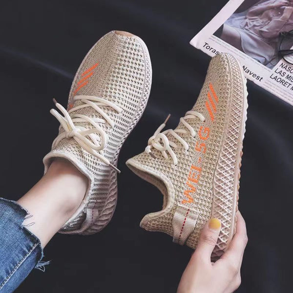 Kadınlar için Hindistan Cevizi Trendy Çok Amaçlı Uçan Dokuma Nefes Alabilir Sneakerlar
