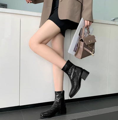 Kadınlar için Retro Skinny Kısa Kalın Küçük Bilek British Botları