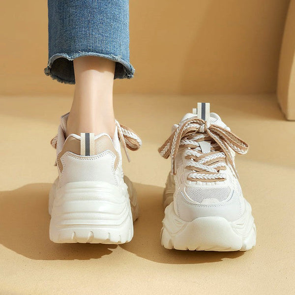 Kadın Platform Dad Yaz Mesh Nefes Alabilir Beyaz Spor Sneaker