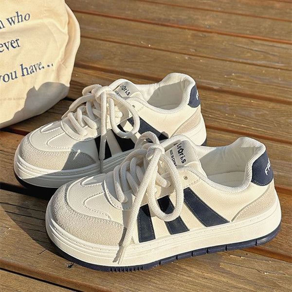 Kadın Ulusal Moda Çizgili Platform Kore Moda Sneaker'ları