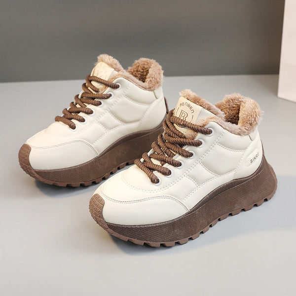 Kış Platform Pamuk Polar Astarlı Sıcak Yüksek Artırıcı Sneakerlar