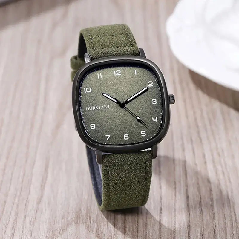 Klasik Saat Prestanza: Yeşil Kadran ve Deri Vintage Tasarım
